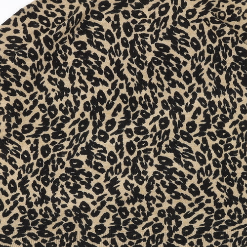 Marks and Spencer Womens Black Round Neck Animal Print Acrylic Pullover Jumper Size 10 - Leaf Print