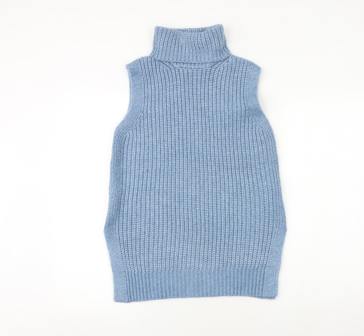 Marks and Spencer Womens Blue Roll Neck Polyester Vest Jumper Size S