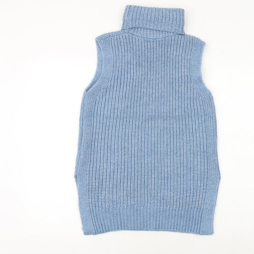 Marks and Spencer Womens Blue Roll Neck Polyester Vest Jumper Size S