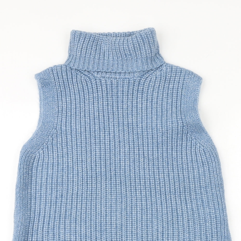 Marks and Spencer Womens Blue Roll Neck Polyester Vest Jumper Size S