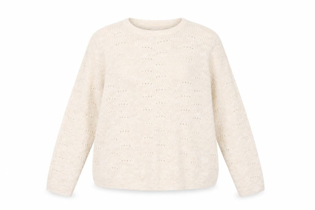 Front view of Only women’s pink round neck acrylic jumper, size XL