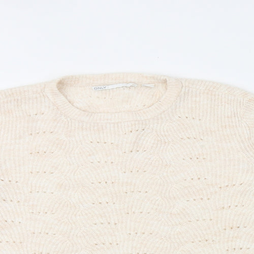 Only Womens Pink Round Neck Acrylic Pullover Jumper Size XL