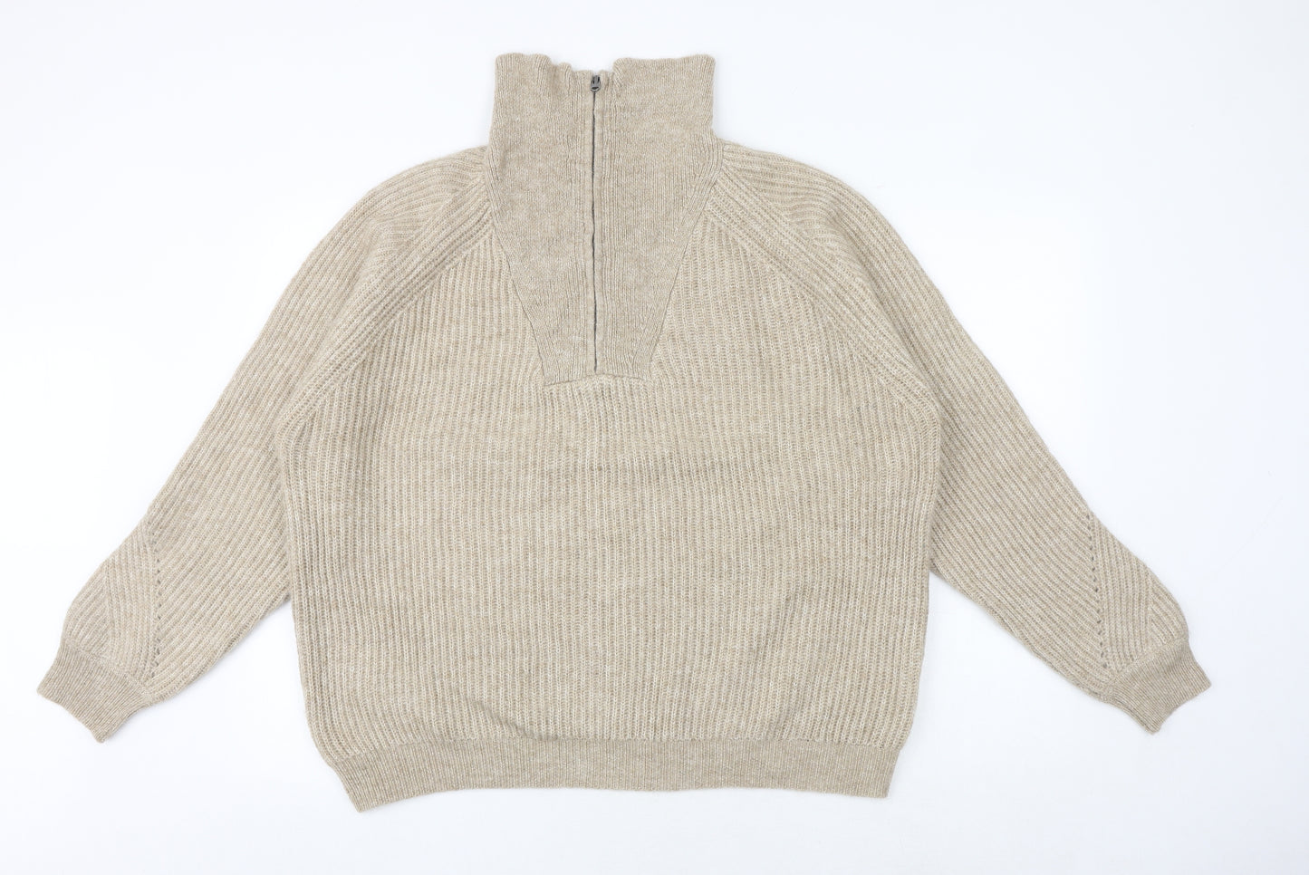 Marks and Spencer Womens Brown High Neck Acrylic Pullover Jumper Size XL