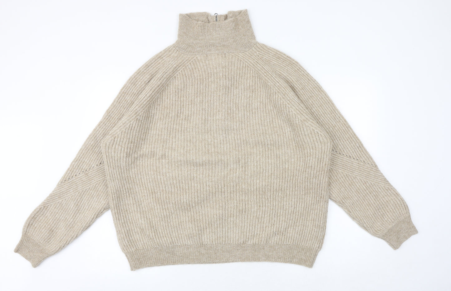 Marks and Spencer Womens Brown High Neck Acrylic Pullover Jumper Size XL