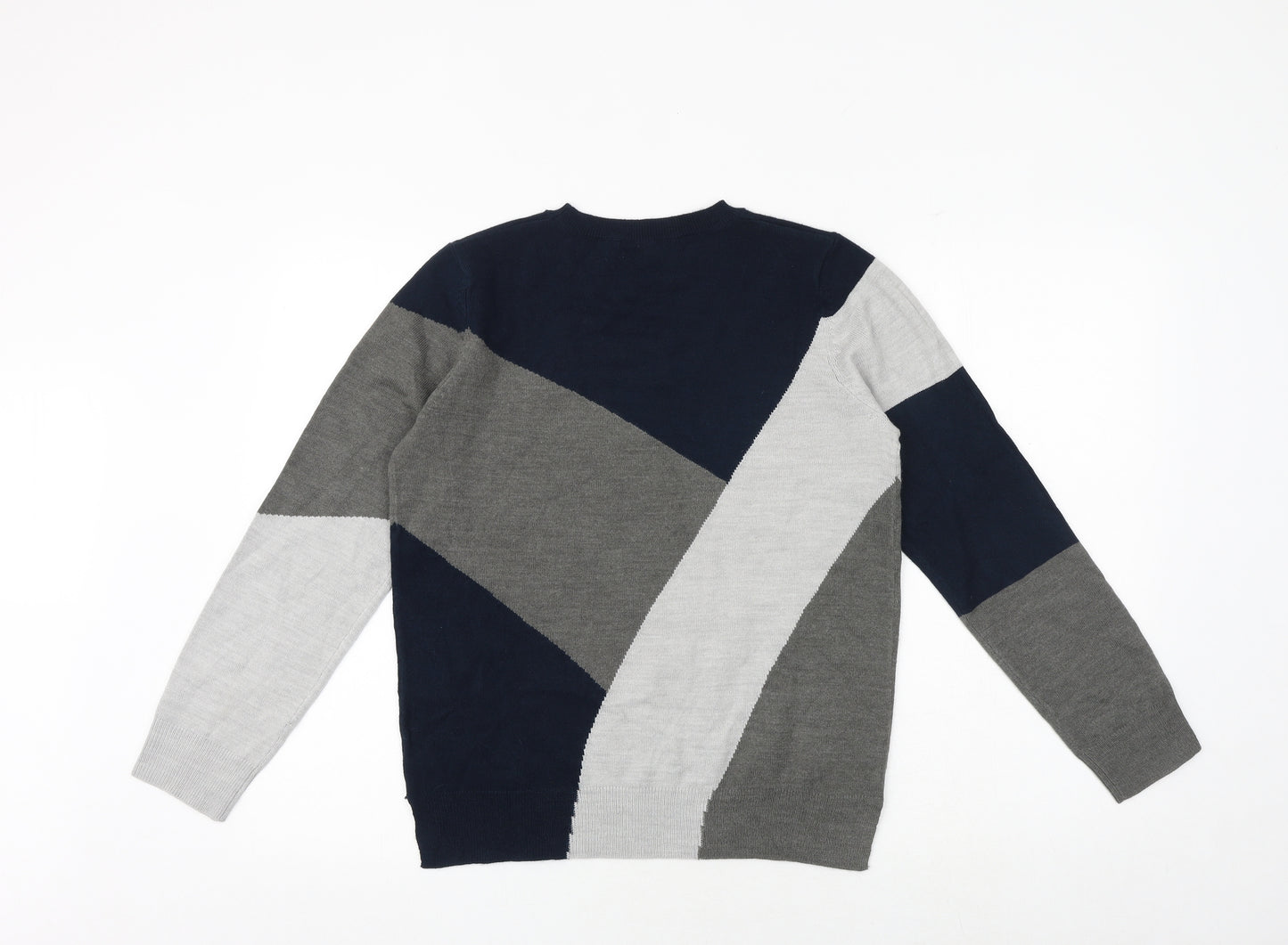 Marks and Spencer Womens Multicoloured Round Neck Geometric Acrylic Pullover Jumper Size 10