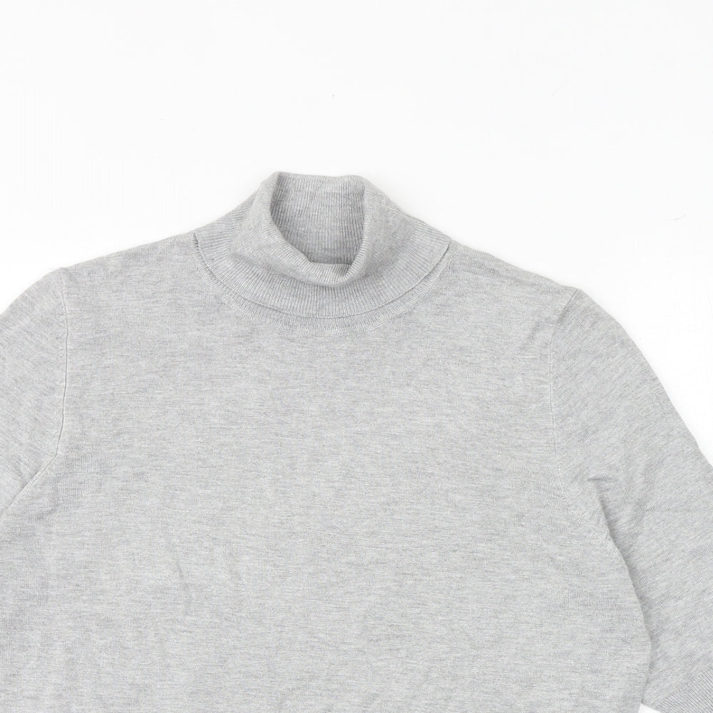 Marks and Spencer Womens Grey Roll Neck Viscose Pullover Jumper Size 16