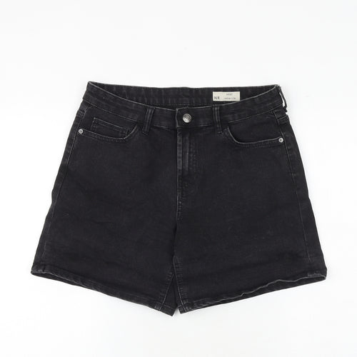 Red Herring Womens Black Cotton Mom Shorts Size 14 Regular Zip