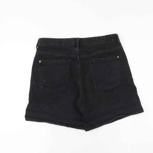 Red Herring Womens Black Cotton Mom Shorts Size 14 Regular Zip