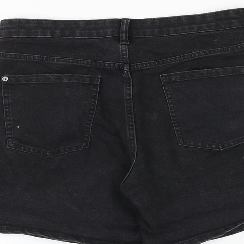Red Herring Womens Black Cotton Mom Shorts Size 14 Regular Zip