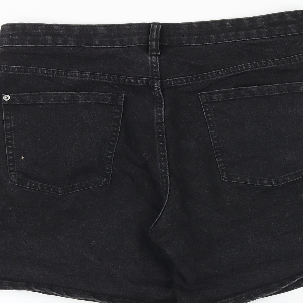Red Herring Womens Black Cotton Mom Shorts Size 14 Regular Zip