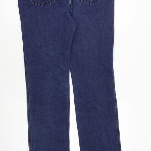 Viyella Womens Blue Cotton Straight Jeans Size 12 Regular Zip