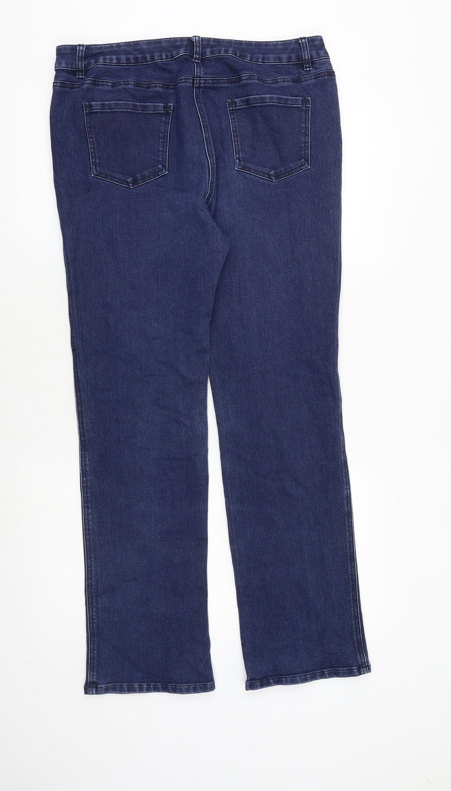 Viyella Womens Blue Cotton Straight Jeans Size 12 Regular Zip
