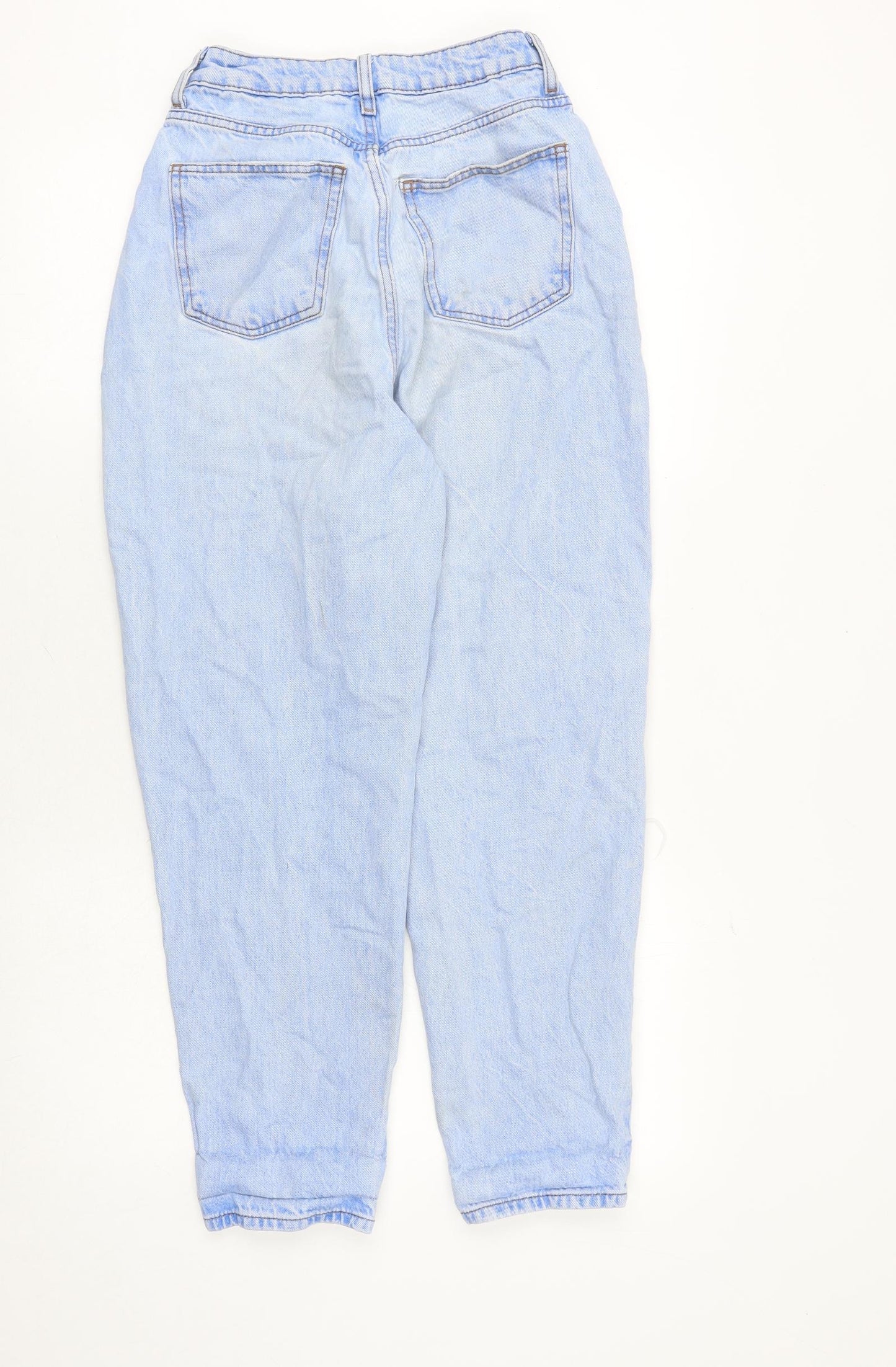 New Look Girls Blue Cotton Straight Jeans Size 13 Years Regular Zip - Distressed