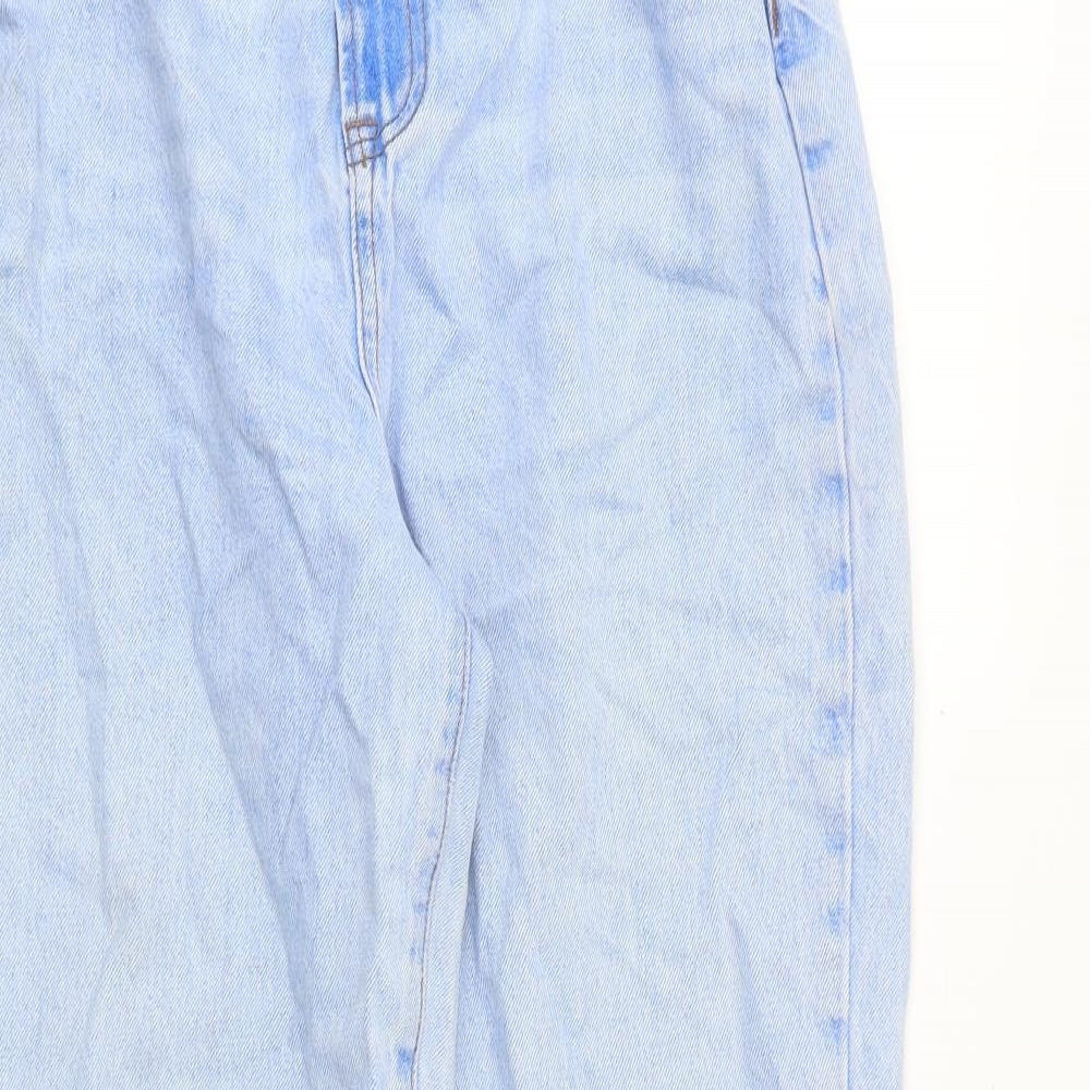 New Look Girls Blue Cotton Straight Jeans Size 13 Years Regular Zip - Distressed