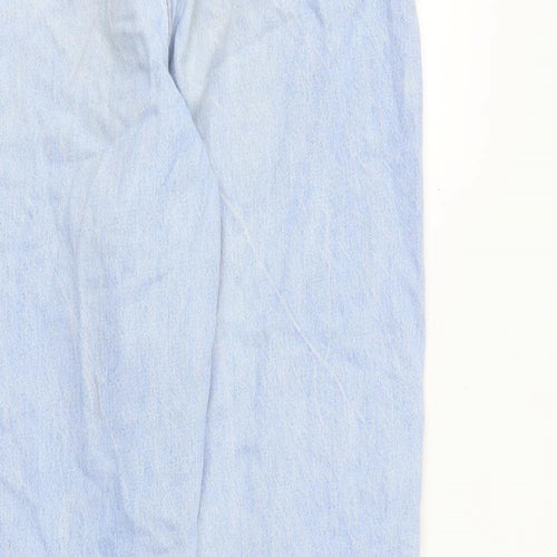 New Look Girls Blue Cotton Straight Jeans Size 13 Years Regular Zip - Distressed