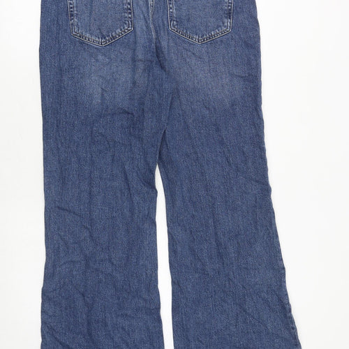 Marks and Spencer Womens Blue Cotton Flared Jeans Size 16 Regular Zip
