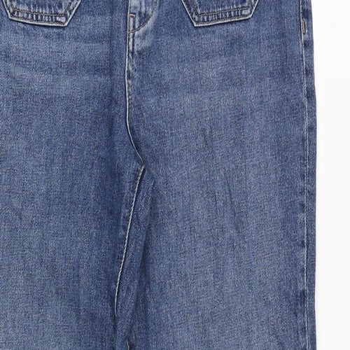Marks and Spencer Womens Blue Cotton Flared Jeans Size 16 Regular Zip