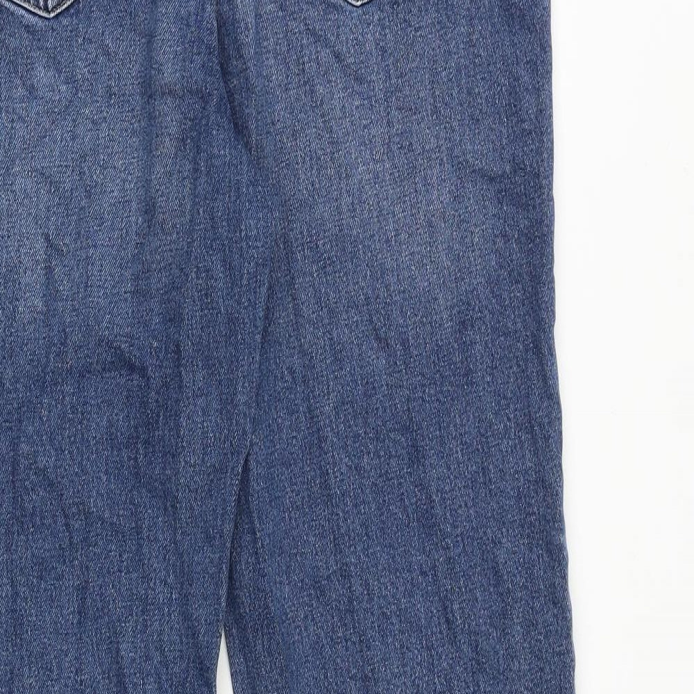 Marks and Spencer Womens Blue Cotton Flared Jeans Size 16 Regular Zip