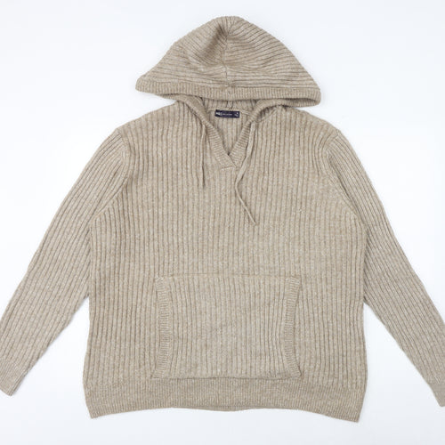 Marks and Spencer Womens Brown V-Neck Acrylic Pullover Jumper Size XL