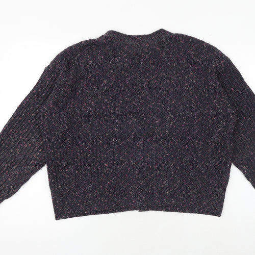 Marks and Spencer Womens Multicoloured V-Neck Acrylic Cardigan Jumper Size M