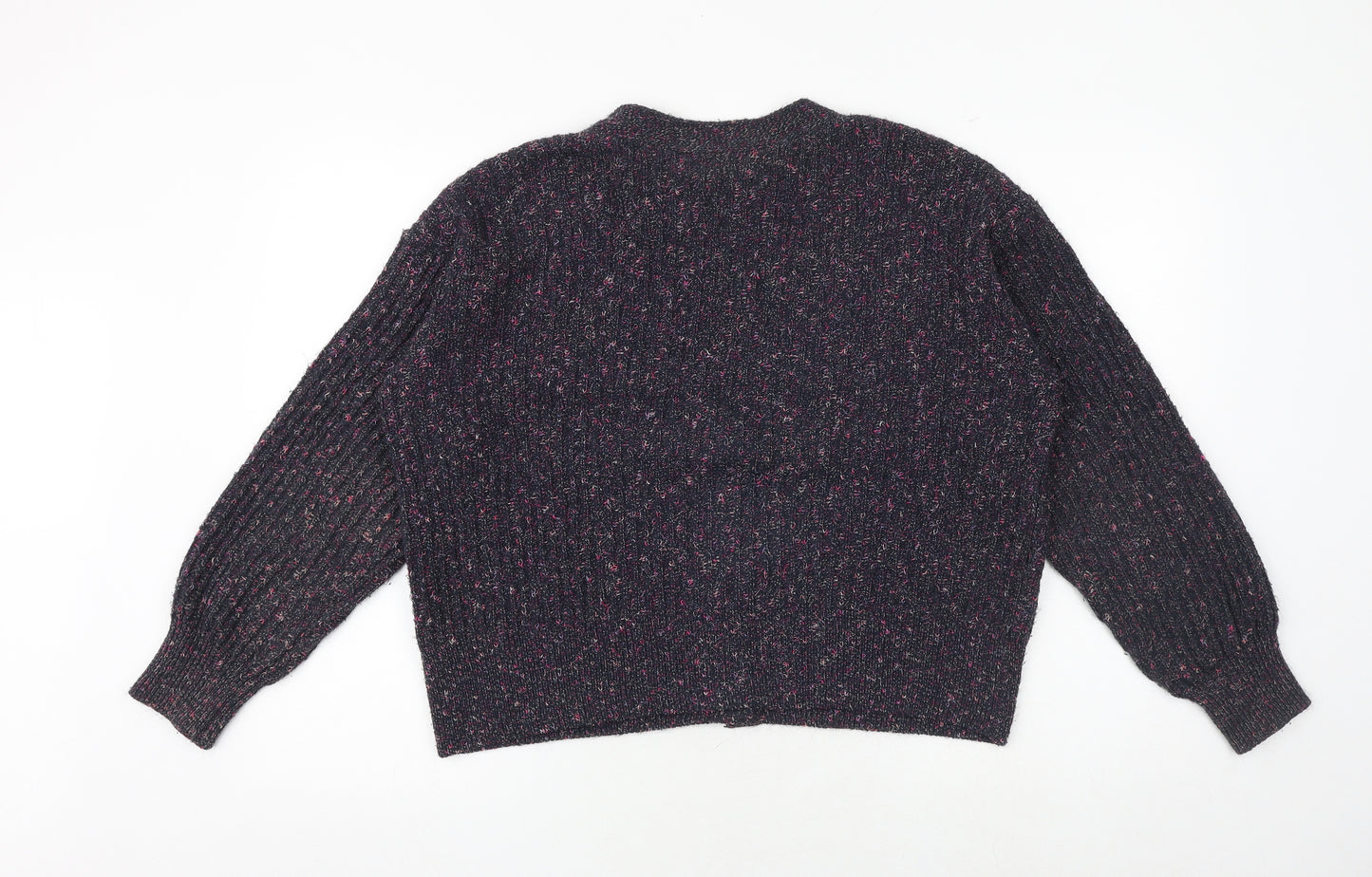 Marks and Spencer Womens Multicoloured V-Neck Acrylic Cardigan Jumper Size M