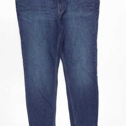 Marks and Spencer Womens Blue Cotton Skinny Jeans Size 16 Slim Zip