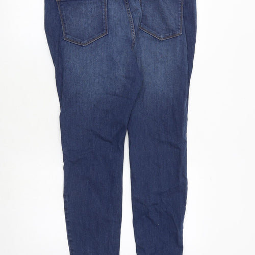 Marks and Spencer Womens Blue Cotton Skinny Jeans Size 16 Slim Zip