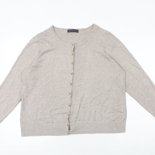 Marks and Spencer Womens Brown Round Neck Acrylic Cardigan Jumper Size M