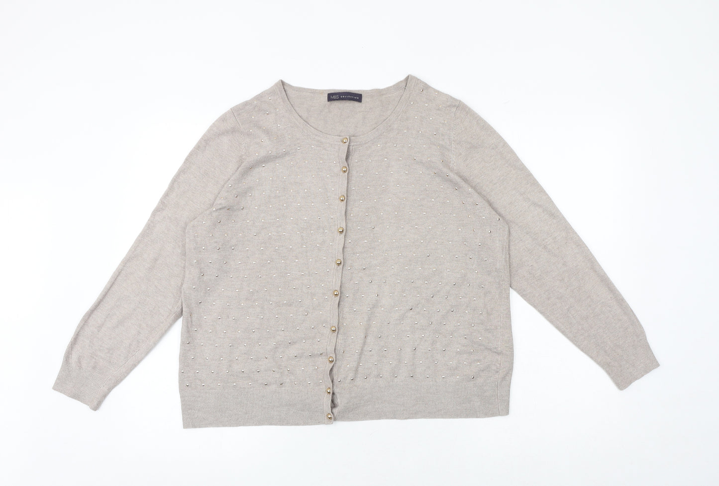 Marks and Spencer Womens Brown Round Neck Acrylic Cardigan Jumper Size M