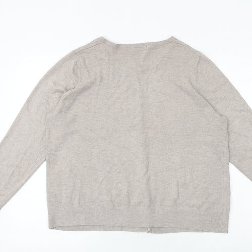 Marks and Spencer Womens Brown Round Neck Acrylic Cardigan Jumper Size M