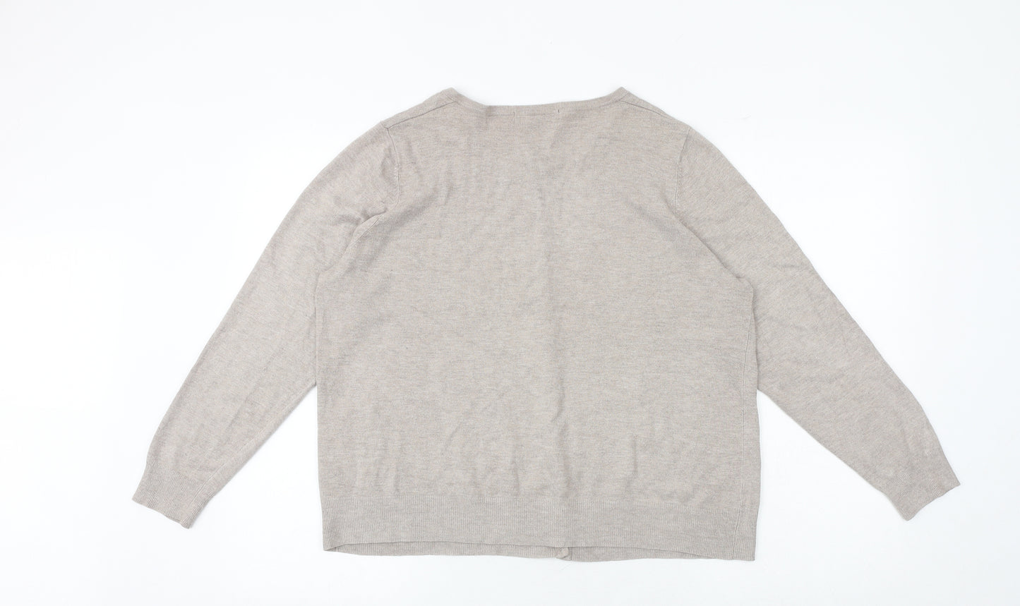 Marks and Spencer Womens Brown Round Neck Acrylic Cardigan Jumper Size M