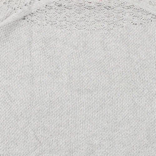 ELLE Womens Grey Round Neck Cotton Pullover Jumper Size M
