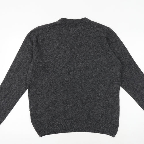 Marks and Spencer Mens Grey Round Neck Wool Pullover Jumper Size M Long Sleeve