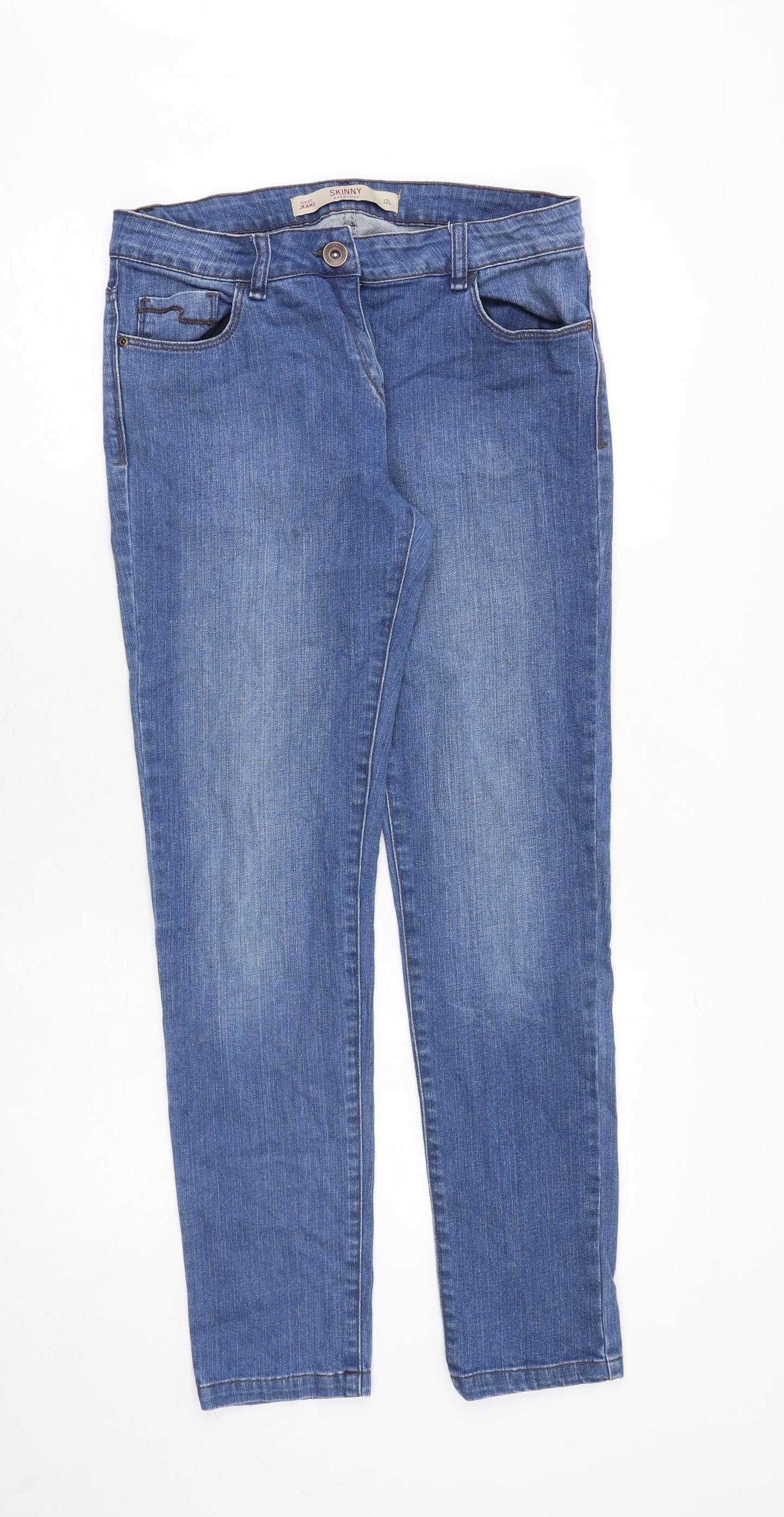 NEXT Womens Blue Cotton Skinny Jeans Size 12 Slim Zip