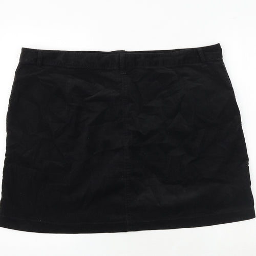 Marks and Spencer Womens Black Polyester A-Line Skirt Size 42 in Button