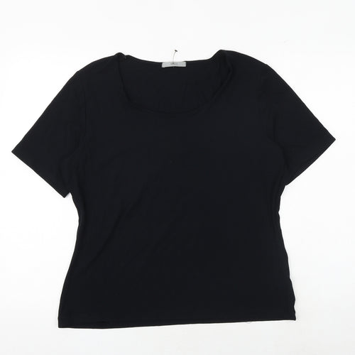 Marks and Spencer Womens Black Viscose Basic T-Shirt Size 18 Scoop Neck