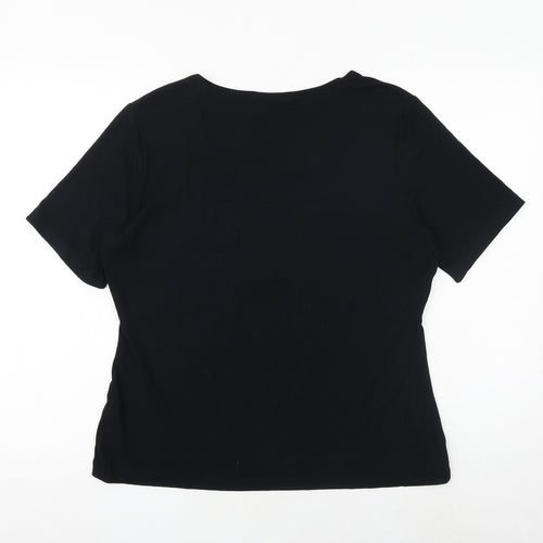 Marks and Spencer Womens Black Viscose Basic T-Shirt Size 18 Scoop Neck