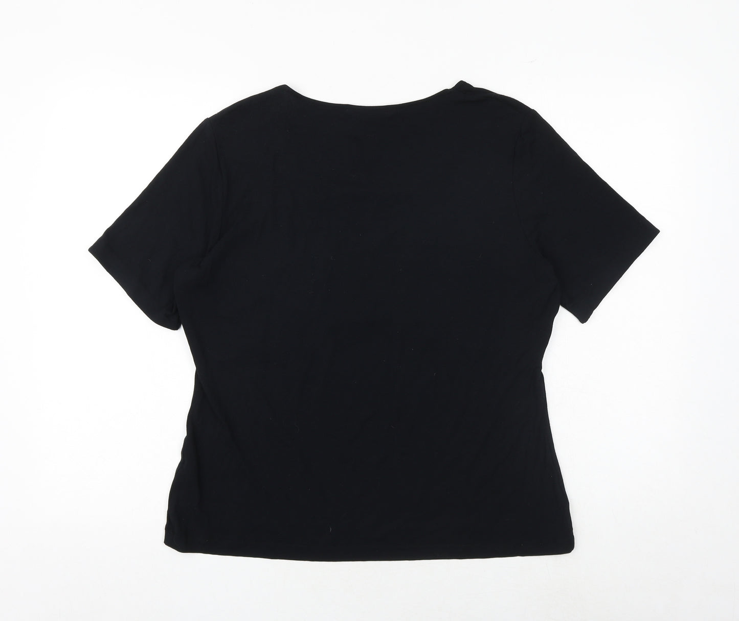 Marks and Spencer Womens Black Viscose Basic T-Shirt Size 18 Scoop Neck