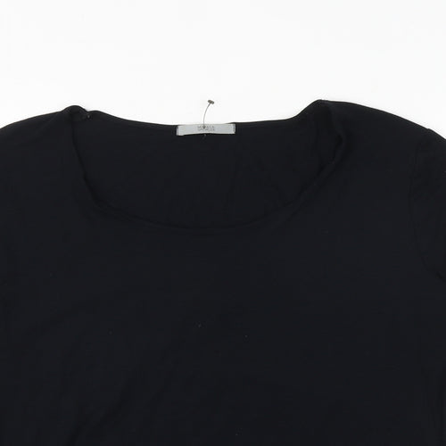 Marks and Spencer Womens Black Viscose Basic T-Shirt Size 18 Scoop Neck