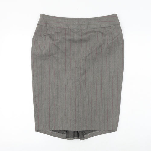 Sticky Fingers Womens Grey Striped Polyester Straight & Pencil Skirt Size 12 Zip