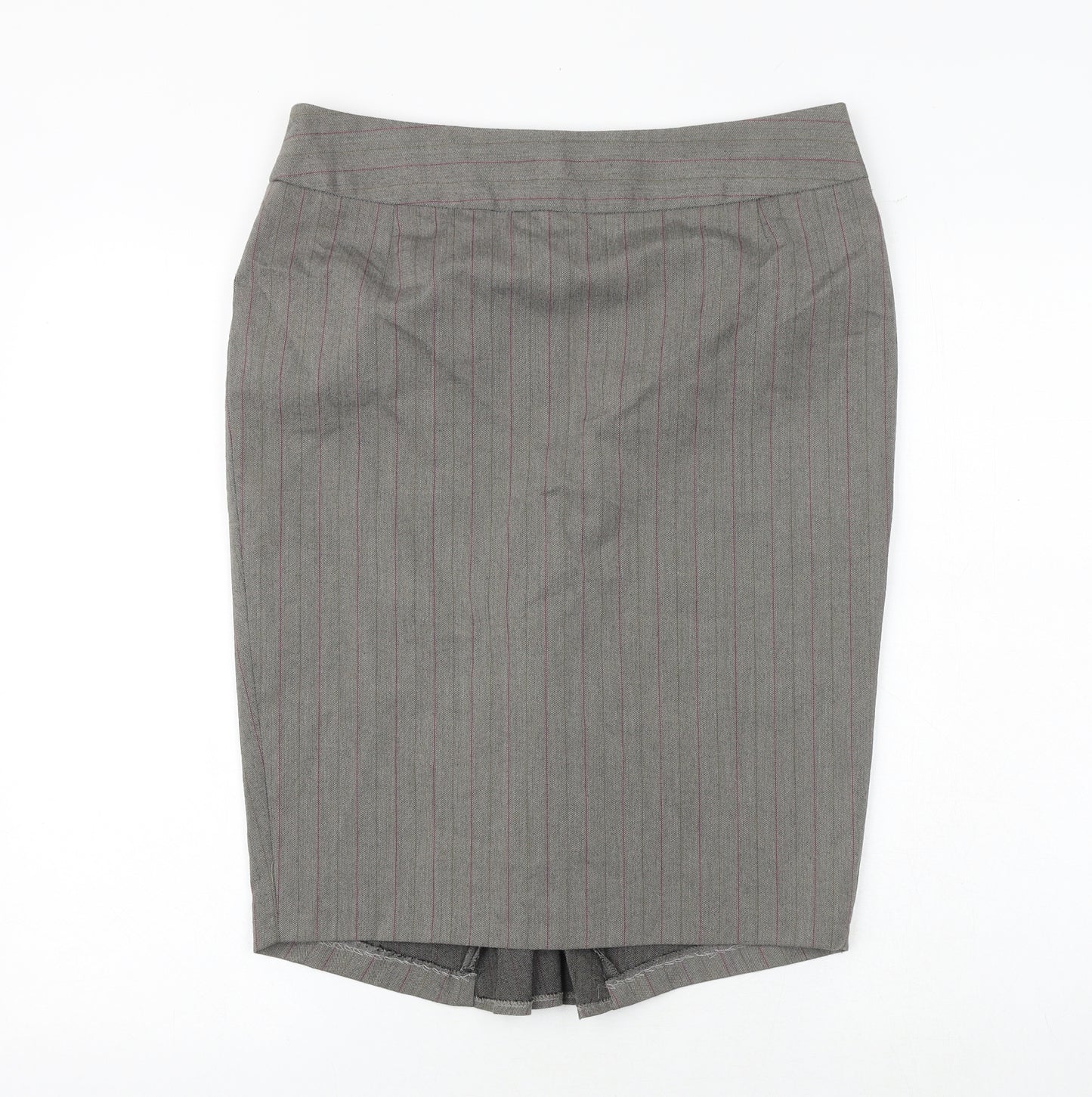 Sticky Fingers Womens Grey Striped Polyester Straight & Pencil Skirt Size 12 Zip