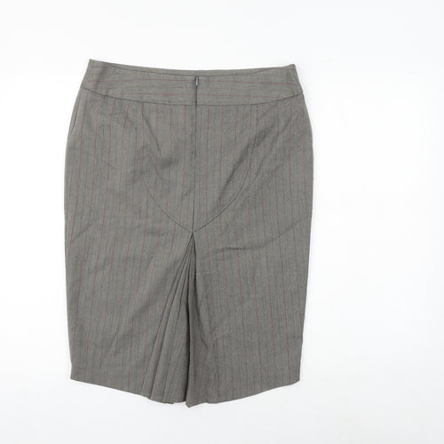 Sticky Fingers Womens Grey Striped Polyester Straight & Pencil Skirt Size 12 Zip