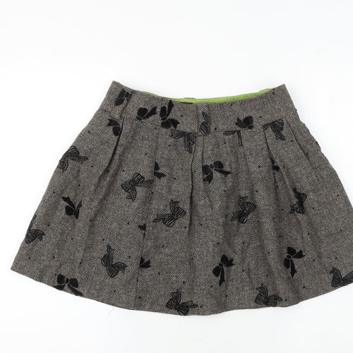 NEXT Womens Brown Geometric Polyester Flare Skirt Size 28 in Zip - Bow Pattern