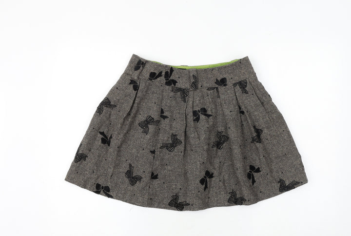 NEXT Womens Brown Geometric Polyester Flare Skirt Size 28 in Zip - Bow Pattern