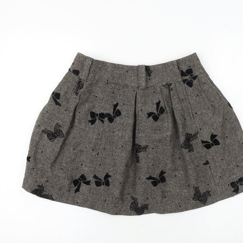 NEXT Womens Brown Geometric Polyester Flare Skirt Size 28 in Zip - Bow Pattern