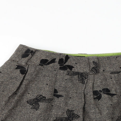 NEXT Womens Brown Geometric Polyester Flare Skirt Size 28 in Zip - Bow Pattern