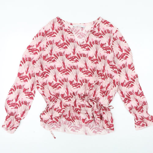 Coster Copenhogen Womens Pink Geometric Viscose Basic Blouse Size 6 V-Neck