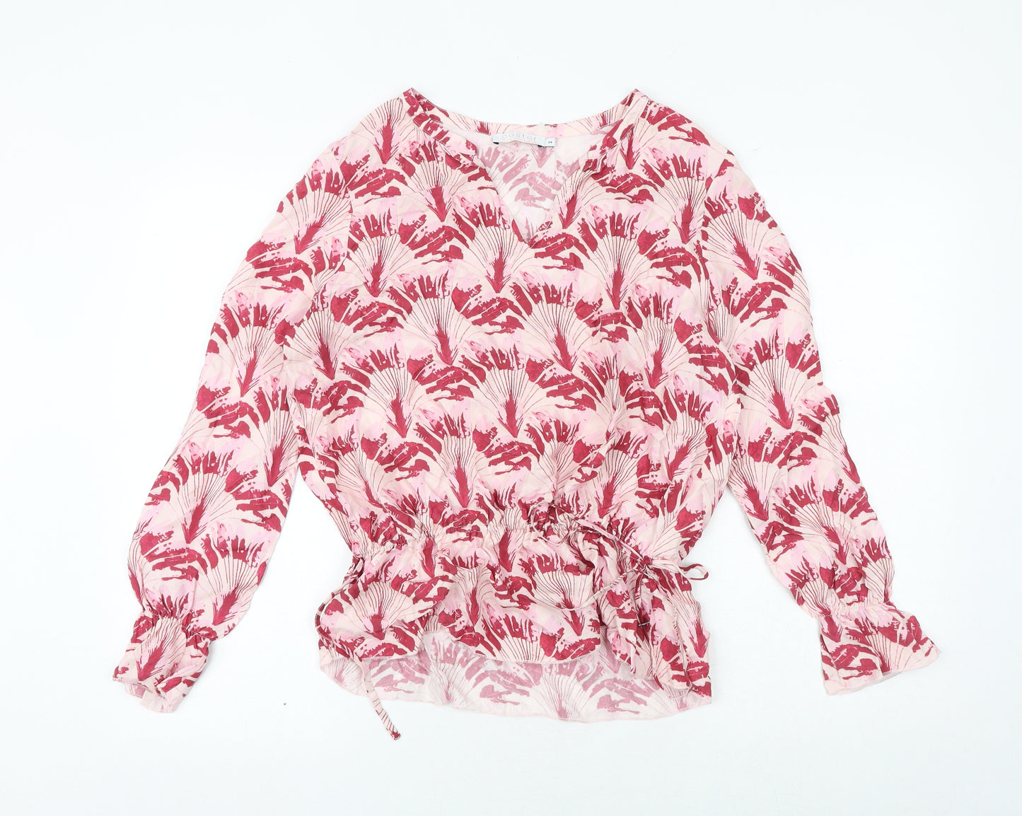 Coster Copenhogen Womens Pink Geometric Viscose Basic Blouse Size 6 V-Neck