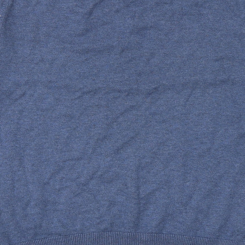 Jeff Banks Mens Blue V-Neck Cotton Pullover Jumper Size S Long Sleeve