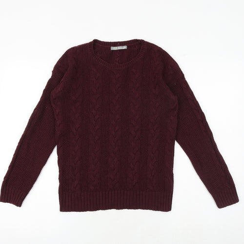 Marks and Spencer Womens Purple Round Neck Cotton Pullover Jumper Size 8